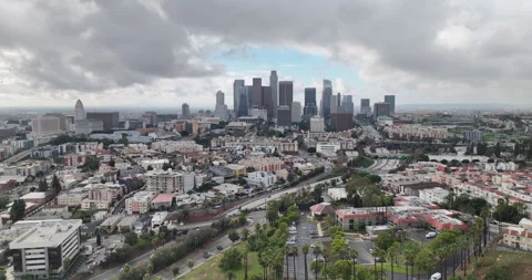 DTLA Cloudy Day Stock Footage 263904237