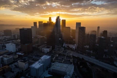 DTLA Sunrise Video stock 219524889