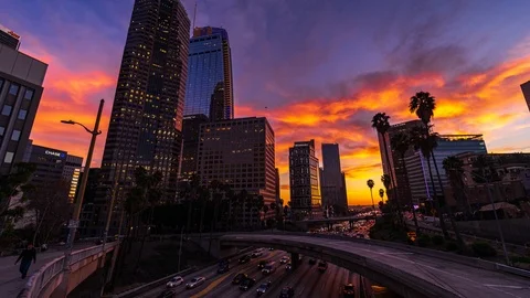 DTLA Sunset Kobe 2 sec int 630 pics 01-28-20 h264-420 4KUHD 24 UHQ Stock Footage 124394269