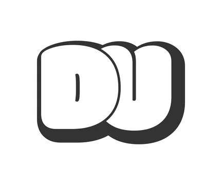 DU logo, bubble comic lettering, rounded in graffiti style black and white .. Illustrazione stock