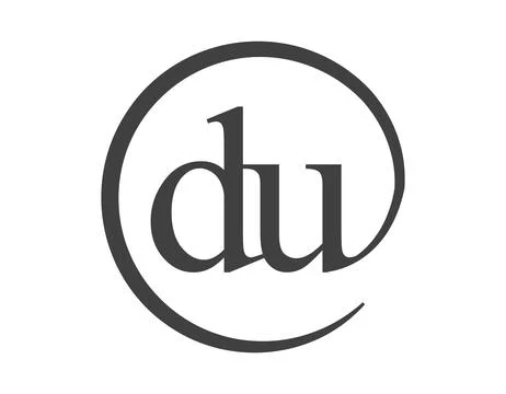 DU logo from two letter with circle shape email sign style. D and U round l.. Stock Illustration