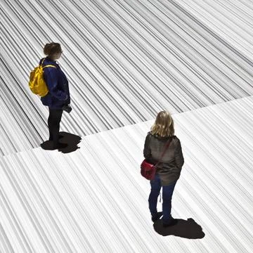 DU LP-Nord test pattern 10.tif Zwei Frauen in der Audiovisuellen Installat... Stock Photos