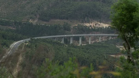Du ToitsKloof Mountain Pass Bridge before the Huguenot Tunnel in Cape Town Stock Footage