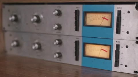 Dual 1176-Style Compressors with Active VU Meter — Bright Studio Lighting Stock Footage 335160181