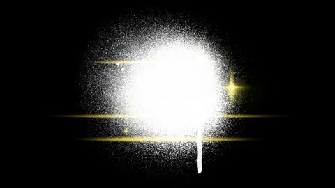 Dual bright white spray paint circular texture effects against solid deep black 库存影片 344190403