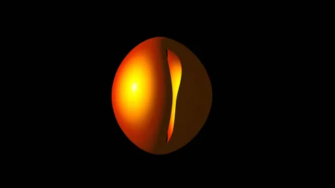 Dual Bulged Torus rotate horizontally gold texture 3d rendering Stock Footage 203924432