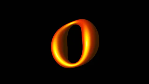 Dual Bulged Torus  rotates vertically gold texture 3d rendering Stock Footage 203924417