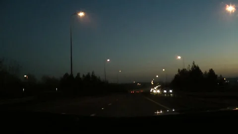 Dual Carriageway Dusk 2 Stock Footage 104311907