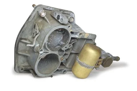 Dual chamber float carburetor, upper part. float assembly attached to air i.. Stock Photos