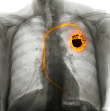 Dual chamber pacemaker, X-ray Stock Photos