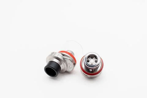 Dual coils inside a vaping device Stock Photos