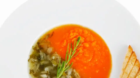 Dual components vegetable soup 스톡 동영상 24693558