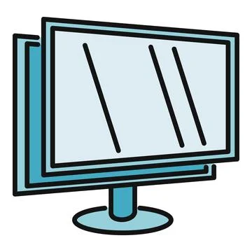 Dual computer monitors illustrating technology and office work Stock Illustration