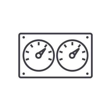 Dual control meter  vector line icon, sign, illustration on white background, Illustrazione stock