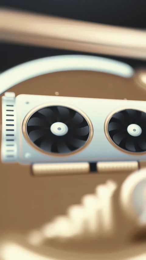 Dual Cooling Fans On High Performance Graphics Card 4K Stock Footage 341337729