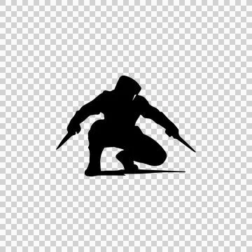 Dual Dagger Assassin Silhouette Illustration Design Stock Illustration
