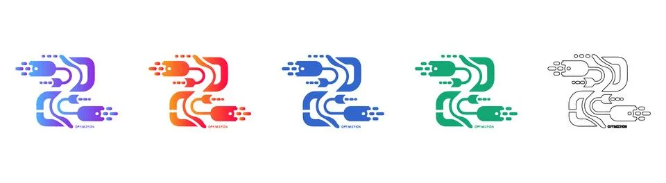 Dual Digital Connectivity Network Icon Set Stock Illustration