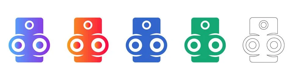 Dual Driver Audio Speaker Unit Icons Stock Illustration