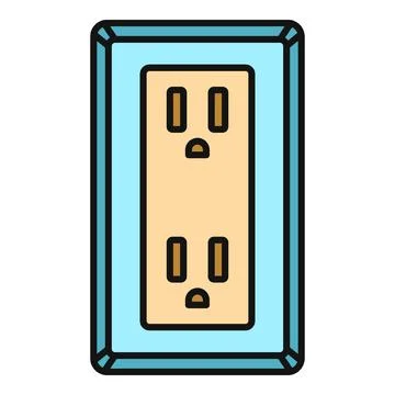 Dual electrical outlet providing power and energy supply Stock Illustration