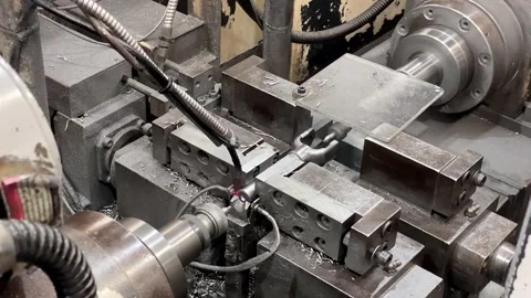 Dual-End Center Drilling Machine Processing Metal Shaft Stock Footage 337524275