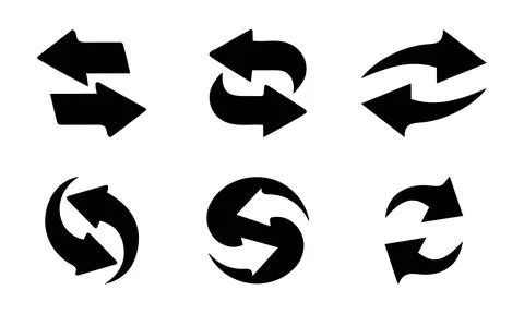 Dual Exchange Loop and Recycle Arrow Vector Symbols Pack Stock Illustration