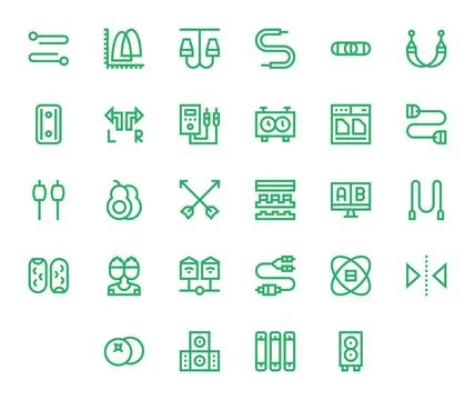 Dual Exclusive Vector Set featuring 28 Bold Line Grid Fitted 256x256 Icons Illustrazione stock