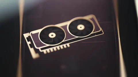 Dual Fan GPU Card Icon On Dark Background 4K Stock Footage 341336569