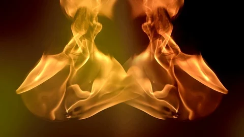 Dual fire burning Stock Footage 128958898