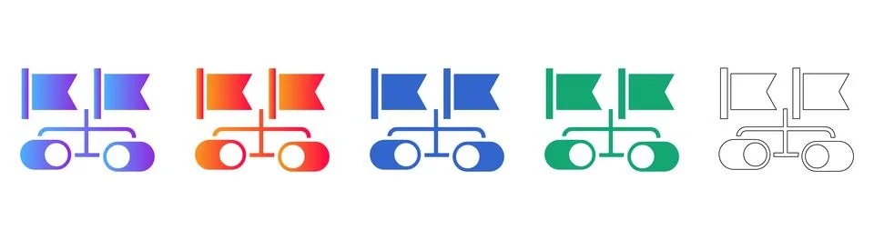 Dual Flag Network Node Icon Set Stock Illustration