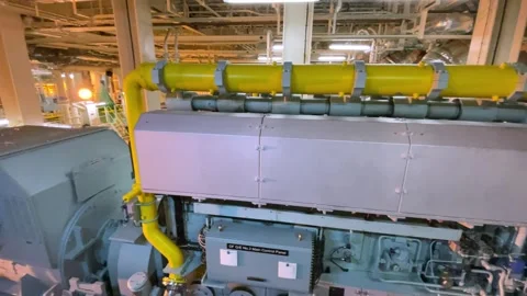 Dual fuel main engine of LNG vessel Stock Footage 303356408