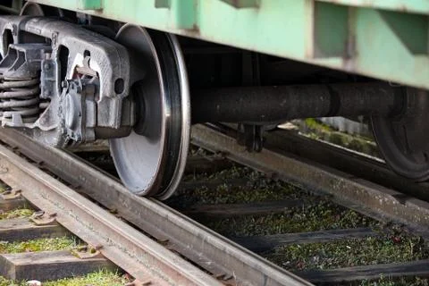 Dual gauge tracks example that allows the passage of trains of two different  Stock Photos