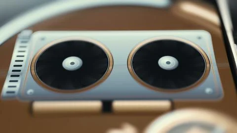 Dual GPU Cooling Fans Hardware Close Up Foto stock