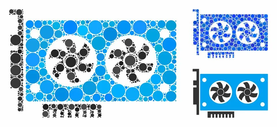 Dual GPU videocard Composition Icon of Spheric Items Illustrazione stock