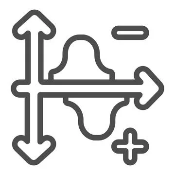 Dual graph with descending curve, plus and minus line icon, diagram concept Stock Illustration