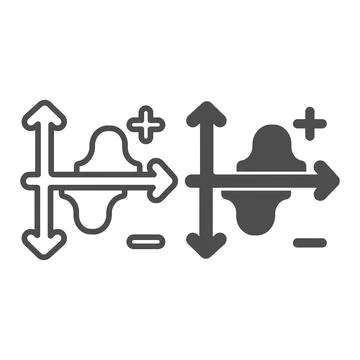 Dual graph with a rise curve, plus and minus line and solid icon, diagram Stock Illustration