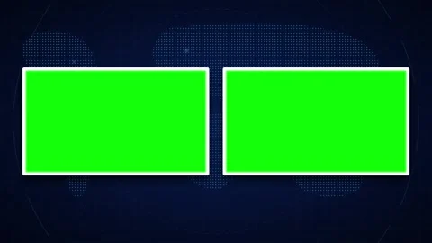 Dual green screen mockup frames on digital map background, for corporate pr.. Stock Footage 337555359