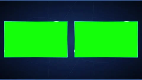 Dual green screen panels on abstract blue technology background, for compos.. Video stock 337555357