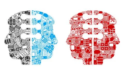 Dual Head Interface Collage Icons for BigData Illustrazione stock