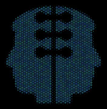 Dual Head Interface Composition Icon of Halftone Bubbles Stock Illustration
