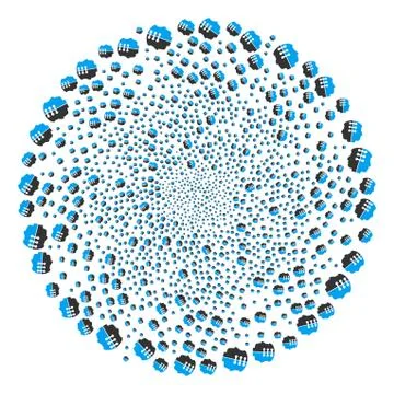 Dual Head Interface Cycle Round Cluster Stock Illustration