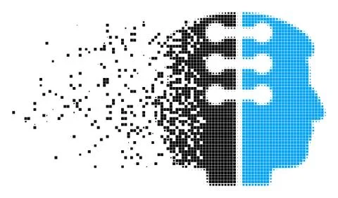 Dual Head Interface Dispersed Pixel Icon Illustrazione stock