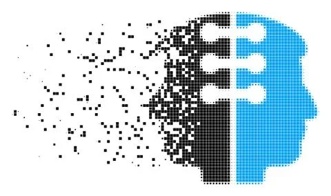 Dual Head Interface Dispersed Pixel Icon 库存插图