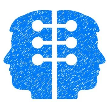 Dual Head Interface Grainy Texture Icon Stock Illustration
