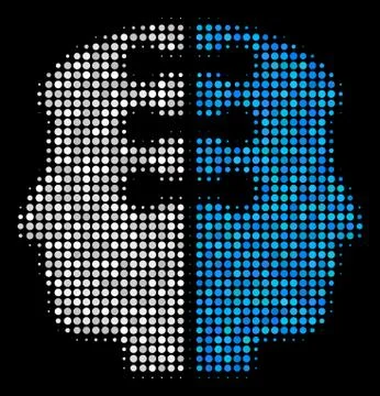 Dual Head Interface Halftone Icon Ilustração Stock