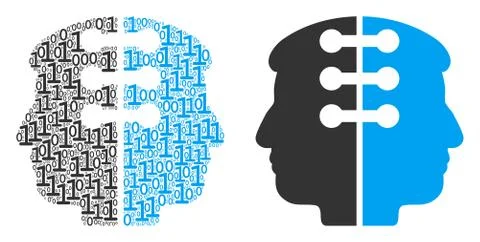 Dual Head Interface Mosaic of Binary Digits Illustrazione stock