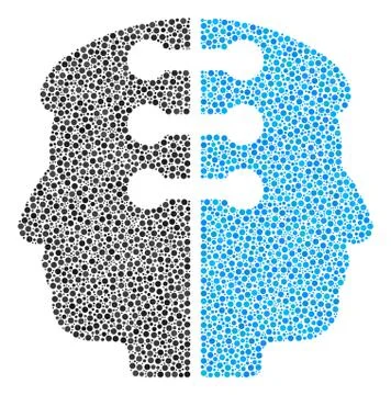 Dual Head Interface Mosaic of Dots Stock Illustration