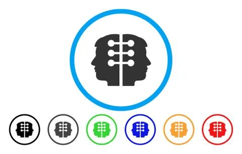 Dual Head Interface Rounded Icon Stock Illustration