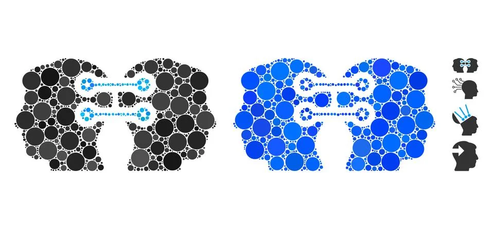 Dual Heads Interface Connection Composition Icon of Circles 스톡 일러스트