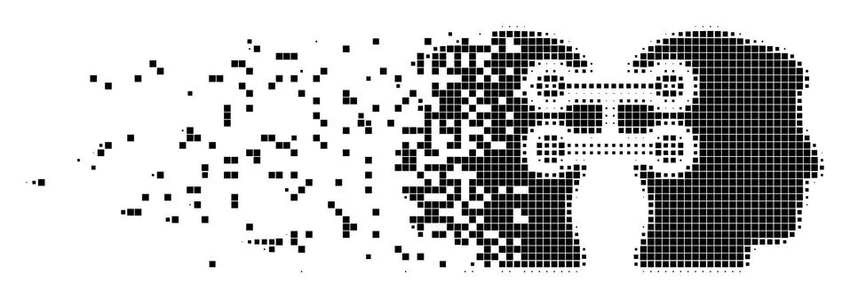 Dual Heads Interface Connection Fragmented Pixel Icon Illustrazione stock