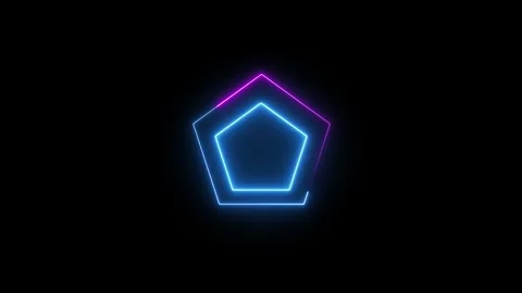 Dual Neon Pentagonal Frames in Blue and Magenta on Black abstract background Stock Footage 330790461